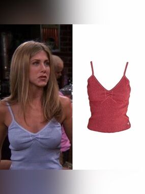 1990s Heather Knit Embroidered Tank Top As Seen On Rachel Green From Friends